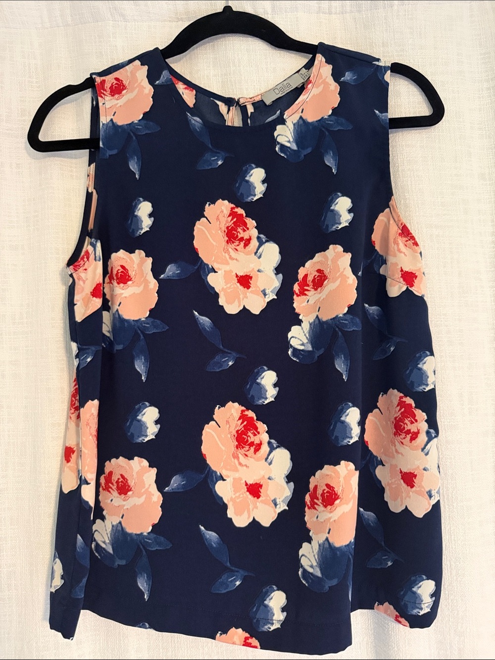 Dalia Navy Floral Sleeveless Camisole with Peach Roses